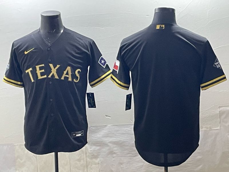 Men 2025 Texas Rangers Blank Black Game Nike MLB Jersey style 01
